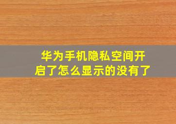 华为手机隐私空间开启了怎么显示的没有了