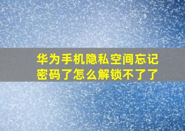 华为手机隐私空间忘记密码了怎么解锁不了了