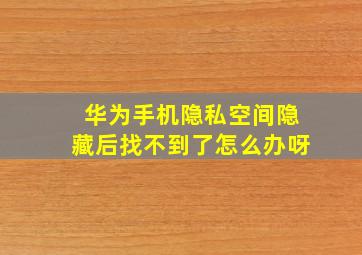 华为手机隐私空间隐藏后找不到了怎么办呀