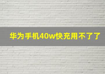 华为手机40w快充用不了了