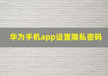 华为手机app设置隐私密码