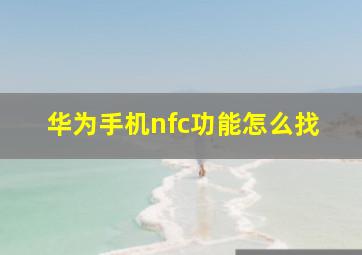 华为手机nfc功能怎么找