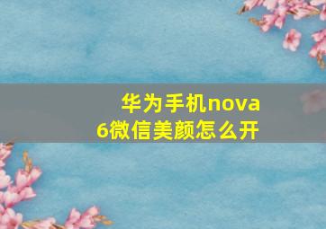 华为手机nova6微信美颜怎么开