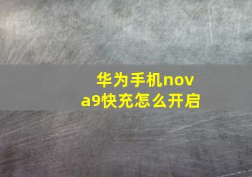 华为手机nova9快充怎么开启