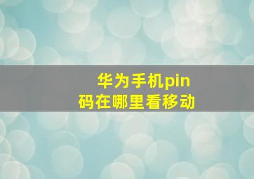 华为手机pin码在哪里看移动