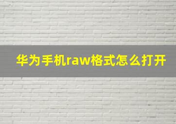 华为手机raw格式怎么打开