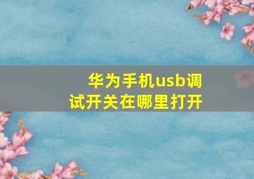 华为手机usb调试开关在哪里打开