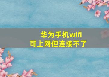 华为手机wifi可上网但连接不了