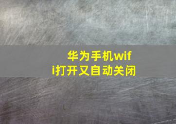 华为手机wifi打开又自动关闭