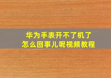 华为手表开不了机了怎么回事儿呢视频教程