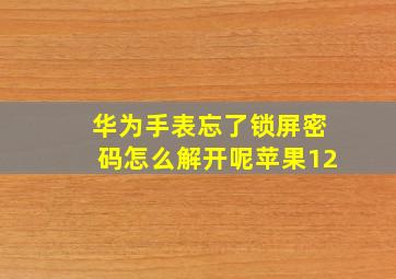 华为手表忘了锁屏密码怎么解开呢苹果12