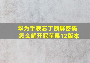 华为手表忘了锁屏密码怎么解开呢苹果12版本