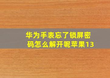 华为手表忘了锁屏密码怎么解开呢苹果13