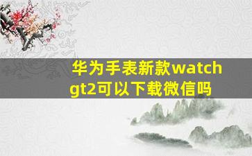 华为手表新款watch gt2可以下载微信吗