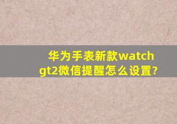 华为手表新款watch gt2微信提醒怎么设置?