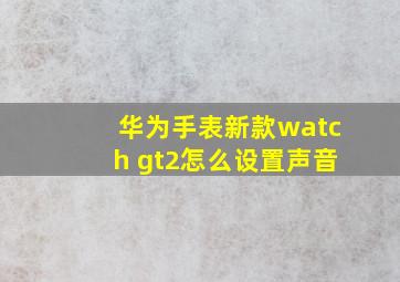 华为手表新款watch gt2怎么设置声音