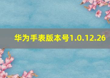 华为手表版本号1.0.12.26