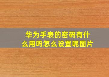 华为手表的密码有什么用吗怎么设置呢图片