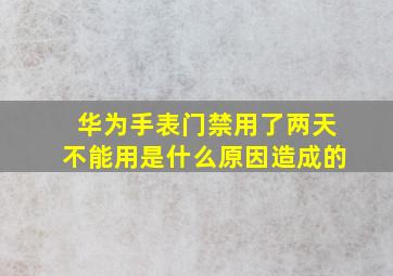 华为手表门禁用了两天不能用是什么原因造成的