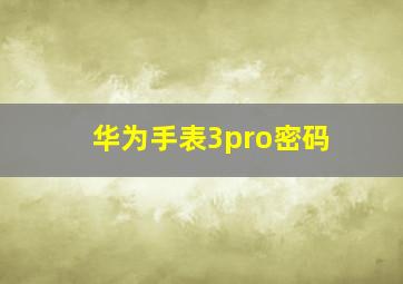 华为手表3pro密码