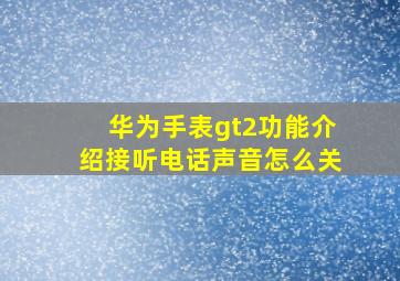 华为手表gt2功能介绍接听电话声音怎么关