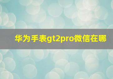 华为手表gt2pro微信在哪