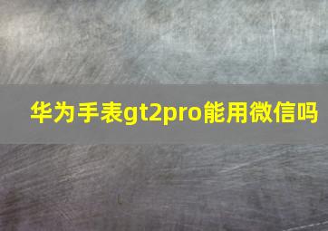 华为手表gt2pro能用微信吗