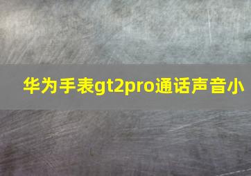 华为手表gt2pro通话声音小