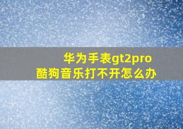 华为手表gt2pro酷狗音乐打不开怎么办