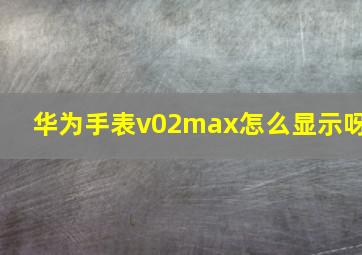 华为手表v02max怎么显示呀