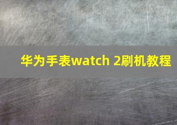 华为手表watch 2刷机教程