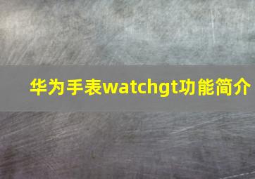 华为手表watchgt功能简介