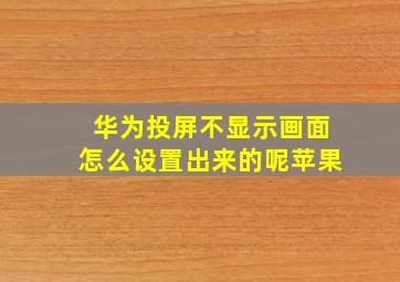 华为投屏不显示画面怎么设置出来的呢苹果