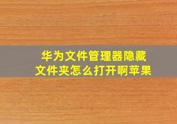 华为文件管理器隐藏文件夹怎么打开啊苹果