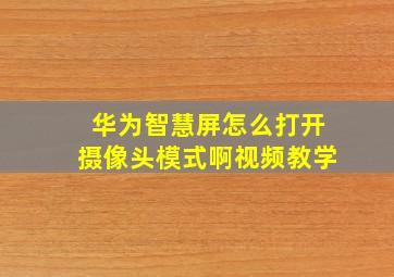 华为智慧屏怎么打开摄像头模式啊视频教学