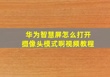 华为智慧屏怎么打开摄像头模式啊视频教程