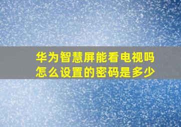 华为智慧屏能看电视吗怎么设置的密码是多少