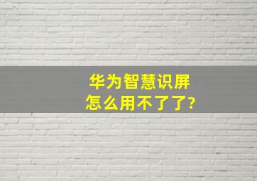 华为智慧识屏怎么用不了了?