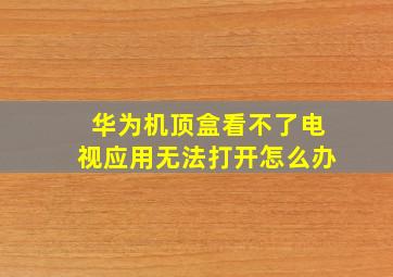 华为机顶盒看不了电视应用无法打开怎么办