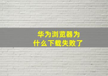 华为浏览器为什么下载失败了