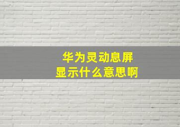 华为灵动息屏显示什么意思啊