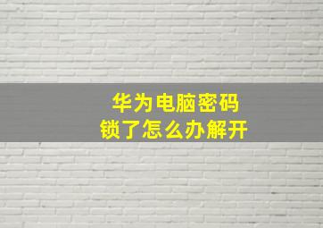 华为电脑密码锁了怎么办解开