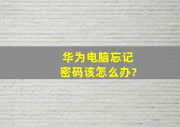 华为电脑忘记密码该怎么办?