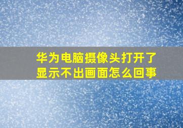 华为电脑摄像头打开了显示不出画面怎么回事