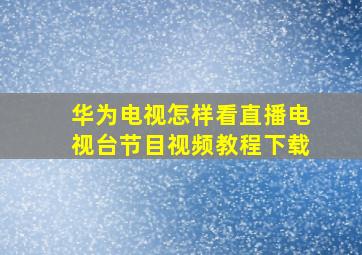 华为电视怎样看直播电视台节目视频教程下载