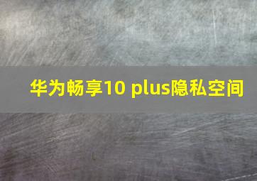 华为畅享10 plus隐私空间