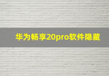 华为畅享20pro软件隐藏