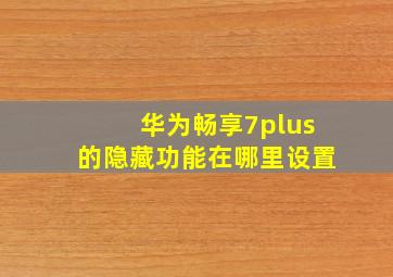 华为畅享7plus的隐藏功能在哪里设置