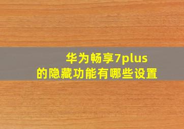 华为畅享7plus的隐藏功能有哪些设置