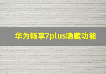 华为畅享7plus隐藏功能